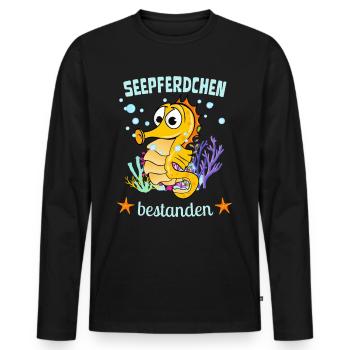 Seepferdchen Bestanden Kinder Schwimmabzeichen - Männer Premium Bio Langarmshirt - Schwarz - Vorne - Nico (187cm)