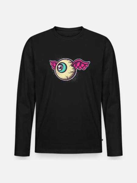 Öga med vingar tatuering stil popkonst - Ekologisk långärmad premium-T-shirt herr - svart