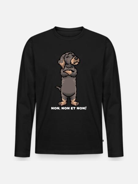 Teckel à Poil Dur Chien - T-shirt manches longues Premium bio Homme - noir
