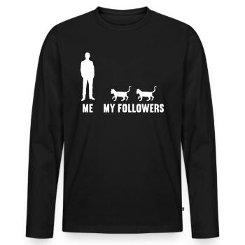 Ich und meine Follower Katze Mieze Kätzchen Katzen - Männer Premium Bio Langarmshirt - Schwarz - Vorne - Nico (187cm)