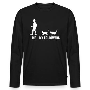 Ich und meine Follower Katze Mieze Kätzchen Katzen - Männer Premium Bio Langarmshirt - Schwarz - Vorne - Nico (187cm)