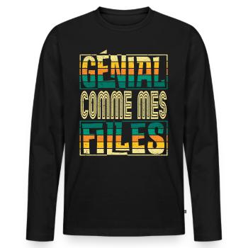 Génial Comme Mes Filles Parents Mère - T-shirt manches longues Premium bio Homme - noir - Devant - Nico (187cm)
