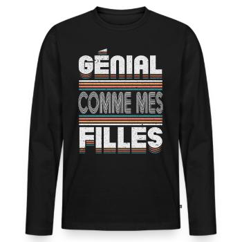 Génial Comme Mes Filles Parents Mère - T-shirt manches longues Premium bio Homme - noir - Devant - Nico (187cm)