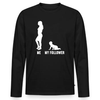 Moi et ma femme adepte avec une petite fille - T-shirt manches longues Premium bio Homme - noir - Devant - Nico (187cm)