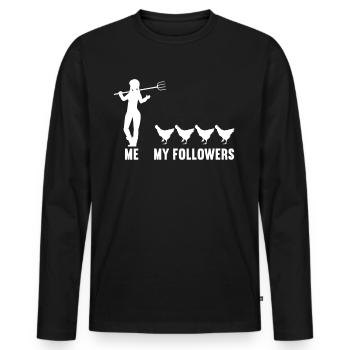 Moi et mes adeptes élever des poulets de poule - T-shirt manches longues Premium bio Homme - noir - Devant - Nico (187cm)