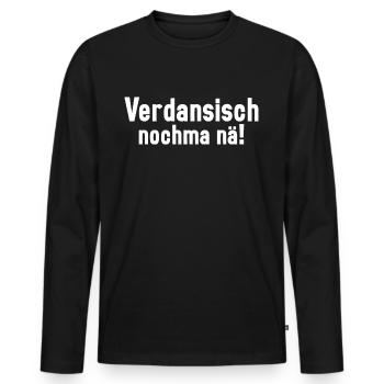Sächsischer Dialekt Sachsen Sächsische Sprüche - Männer Premium Bio Langarmshirt - Schwarz - Vorne - Nico (187cm)