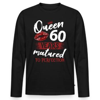 60 year old girl 60 bday Queen 60 birthday - Men's Premium Organic Long Sleeve Shirt - black - Front - Nico (187cm)