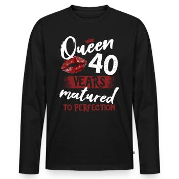 Fille de 40 ans 40 bday Queen 40 anniversaire - T-shirt manches longues Premium bio Homme - noir - Devant - Nico (187cm)