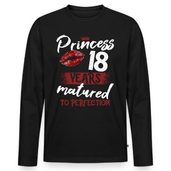 18 ans fille 18 bday Princesse 18 anniversaire - T-shirt manches longues Premium bio Homme - noir - Devant - Nico (187cm)