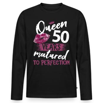 50 year old girl 50 bday Queen 50 birthday - Men's Premium Organic Long Sleeve Shirt - black - Front - Nico (187cm)