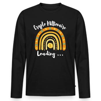 Crypto Millionaire Loading Rainbow Bitcoin Shirt - Männer Premium Bio Langarmshirt - Schwarz - Vorne - Nico (187cm)