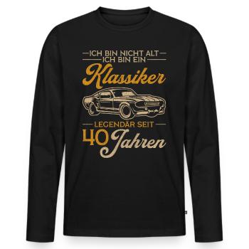 Vintage 40. Geburtstag Geschenk 40 Männer Klassike - Männer Premium Bio Langarmshirt - Schwarz - Vorne - Nico (187cm)