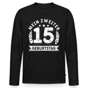 Vintage 30 Mann Mein Zweiter 15. Geburtstag 30. Ge - Männer Premium Bio Langarmshirt - Schwarz - Vorne - Nico (187cm)
