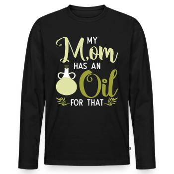 Ma mère a une huile pour ça - T-shirt manches longues Premium bio Homme - noir - Devant - Nico (187cm)