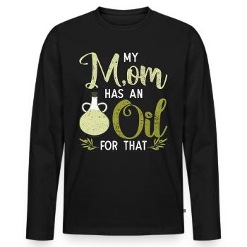 Vintage Ma mère a une huile pour ça - T-shirt manches longues Premium bio Homme - noir - Devant - Nico (187cm)