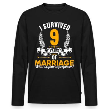 Ich habe 9 Jahre Ehe überlebt 9.Hochzeitstag - Männer Premium Bio Langarmshirt - Schwarz - Vorne - Nico (187cm)