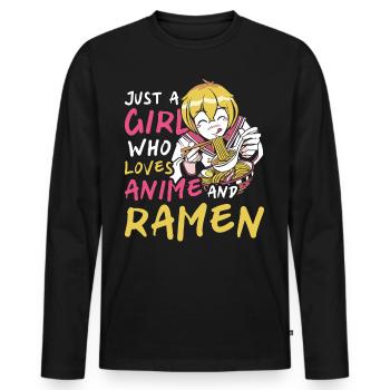 Juste une fille qui aime l’anime et le cadre - T-shirt manches longues Premium bio Homme - noir - Devant - Nico (187cm)