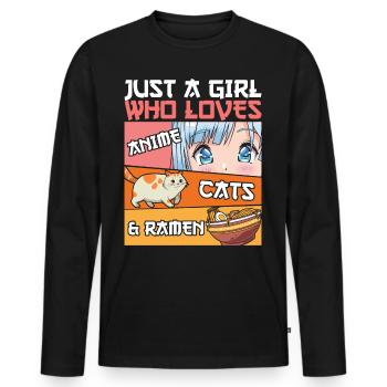 Just A Girl Who Loves Anime Cats And Frame - Men's Premium Organic Long Sleeve Shirt - black - Front - Nico (187cm)