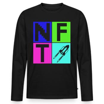 Crypto Art Lover Signe Non Fongible Token NFT - T-shirt manches longues Premium bio Homme - noir - Devant - Nico (187cm)