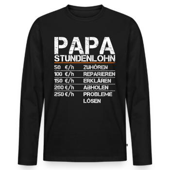Vintage Papa Stundenlohn Lustiger Spruch Vater - Männer Premium Bio Langarmshirt - Schwarz - Vorne - Nico (187cm)