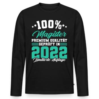 Magister 2022 Spruch Magisterabschluss - Männer Premium Bio Langarmshirt - Schwarz - Vorne - Nico (187cm)