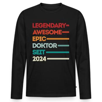Doktor 2024 Doktorand Promotion Dissertation - Männer Premium Bio Langarmshirt - Schwarz - Vorne - Nico (187cm)
