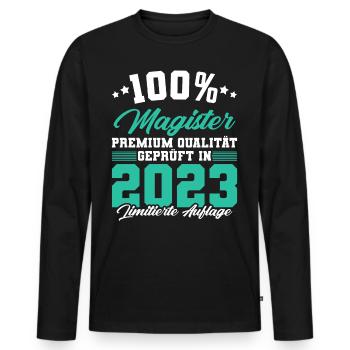 Magister 2023 Spruch Magisterabschluss - Männer Premium Bio Langarmshirt - Schwarz - Vorne - Nico (187cm)