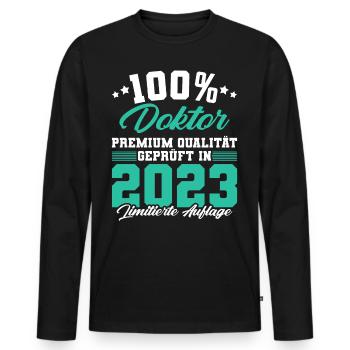 Doktor 2023 Doktorand Promotion Dissertation - Männer Premium Bio Langarmshirt - Schwarz - Vorne - Nico (187cm)