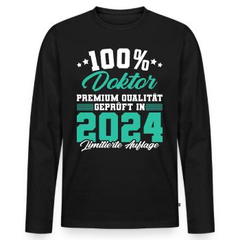 Doktor 2024 Doktorand Promotion Dissertation - Männer Premium Bio Langarmshirt - Schwarz - Vorne - Nico (187cm)