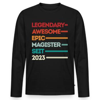 Magister 2023 Spruch Magisterabschluss - Männer Premium Bio Langarmshirt - Schwarz - Vorne - Nico (187cm)