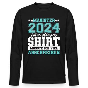Magister 2024 Spruch Magisterabschluss - Männer Premium Bio Langarmshirt - Schwarz - Vorne - Nico (187cm)