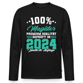 Magister 2024 Spruch Magisterabschluss - Männer Premium Bio Langarmshirt - Schwarz - Vorne - Nico (187cm)