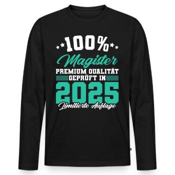 Magister 2025 Spruch Magisterabschluss - Männer Premium Bio Langarmshirt - Schwarz - Vorne - Nico (187cm)