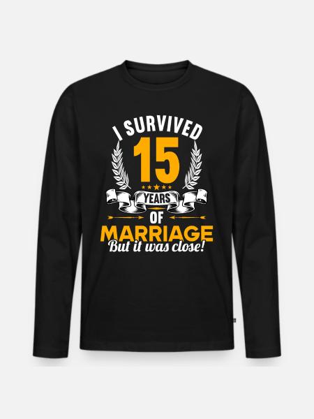 J’ai survécu à 15 ans de mariage 15ème anniversaire de mariage - T-shirt manches longues Premium bio Homme - noir