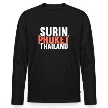 Vintage Thaïlande Asie Coucher de soleil Phuket Surin - T-shirt manches longues Premium bio Homme - noir - Devant - Nico (187cm)