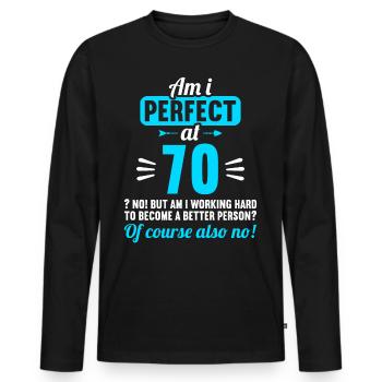 Suis-je parfait à 70 ans 70 ans - T-shirt manches longues Premium bio Homme - noir - Devant - Nico (187cm)