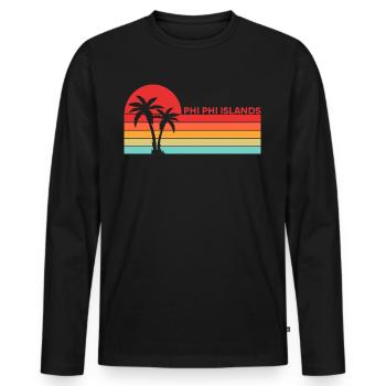 Vintage Thaïlande Asie Coucher de soleil Phi Phi Îles - T-shirt manches longues Premium bio Homme - noir - Devant - Nico (187cm)
