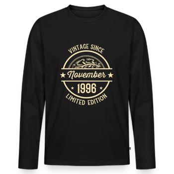 Geburtstag Vintage seit November 1996 - Männer Premium Bio Langarmshirt - Schwarz - Vorne - Nico (187cm)