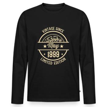 Anniversaire Vintage depuis mai 1999 - T-shirt manches longues Premium bio Homme - noir - Devant - Nico (187cm)