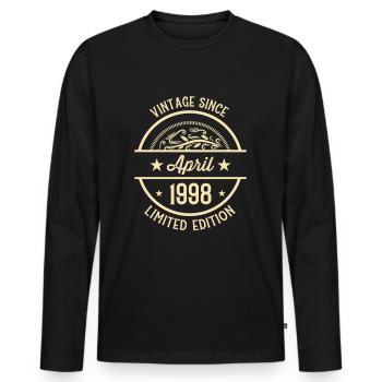 Anniversaire Vintage depuis avril 1998 - T-shirt manches longues Premium bio Homme - noir - Devant - Nico (187cm)