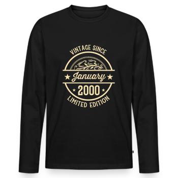 Anniversaire Vintage depuis janvier 2000 - T-shirt manches longues Premium bio Homme - noir - Devant - Nico (187cm)