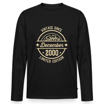 Anniversaire Vintage depuis Décembre 2000 - T-shirt manches longues Premium bio Homme - noir - Devant - Nico (187cm)