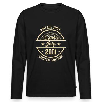 Anniversaire Vintage depuis Juillet 2001 - T-shirt manches longues Premium bio Homme - noir - Devant - Nico (187cm)