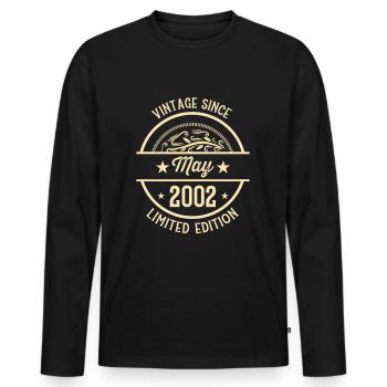 Anniversaire Vintage depuis mai 2002 - T-shirt manches longues Premium bio Homme - noir - Devant - Nico (187cm)