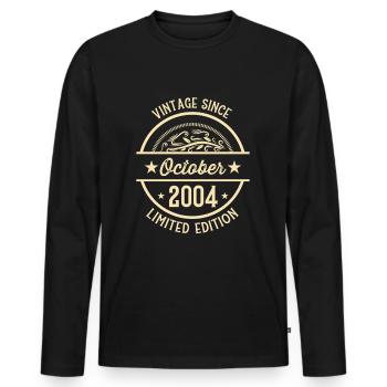Anniversaire Vintage depuis Octobre 2004 - T-shirt manches longues Premium bio Homme - noir - Devant - Nico (187cm)