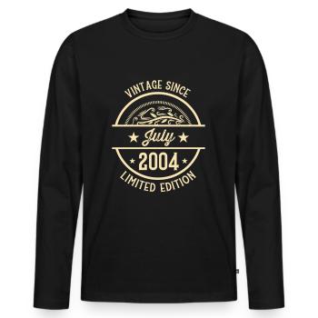 Anniversaire Vintage depuis Juillet 2004 - T-shirt manches longues Premium bio Homme - noir - Devant - Nico (187cm)