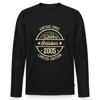 Anniversaire Vintage depuis Octobre 2005 - T-shirt manches longues Premium bio Homme - noir - Devant - Nico (187cm)