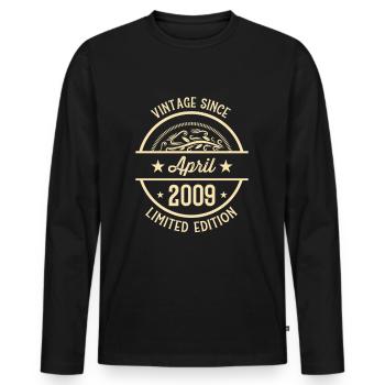 Anniversaire Vintage depuis avril 2009 - T-shirt manches longues Premium bio Homme - noir - Devant - Nico (187cm)
