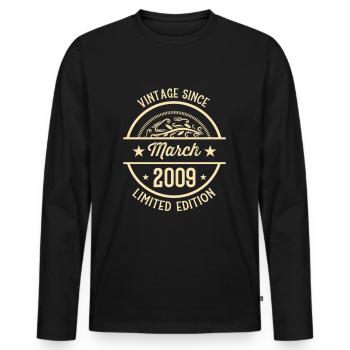 Anniversaire Vintage depuis Mars 2009 - T-shirt manches longues Premium bio Homme - noir - Devant - Nico (187cm)