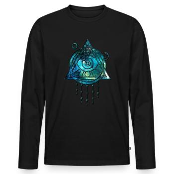 Géométrie Sacrée Cosmos Symbole Wicca Spirituel - T-shirt manches longues Premium bio Homme - noir - Devant - Nico (187cm)
